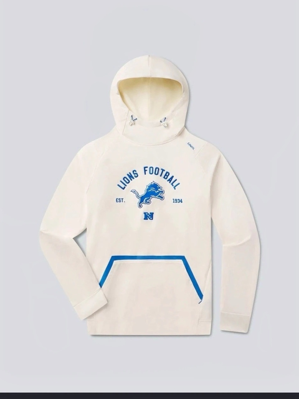 UNRL Lions Crossover Hoodie II Men's Cream & Blue Cotton Hoodie 3XL NWT